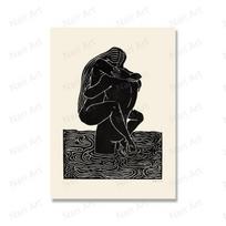Seksualaus kūno moterys ir vyrai piešia nuogas poras ant vandens drobės Sienų meno plakatų spausdinimas Svetainė 21cm×30cm NoFrame black