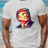 Vyriška mada Trumpas Donaldas Trumpas Šalininkas 3D spausdinimo marškinėliai Mada O formos iškirptė Trumpomis rankovėmis Kasdieniai vyriški marškinėliai L balta