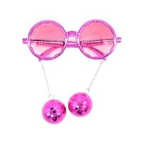 „Disco Ball Glasses“ Plastikiniai Retro Funky akiniai nuo saulės su „Disco Ball“ pakabuku Vakarėlis teikia pirmenybę karnavaliniams aksesuarams moterims ir vyrams rožinė raudona spalva