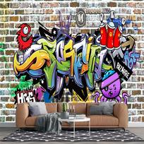 3D Gatvės Grafiti Tapetai Sienų Paveikslai Miegamojo Svetainės Dekoras 200 cm(W) x 140 cm(H) yellow