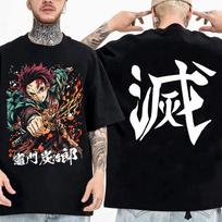 Demon Slayer: Kimetsu no Yaiba Nezuko Kamado Double Sided Graphic Print Anime Streetwear T-Shirt L white