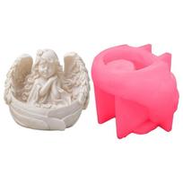 Girl Wing Sculpture Silicone Molds for Epoxy Resin, Tealight Holder, Holder Plaster Ornament, Home Decoration rožinė