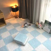 30x30cm Plush Puzzle Foam Floor Mat Creative Fashion Carpet Square Interlocking Carpet Fluffy Area Rugs black