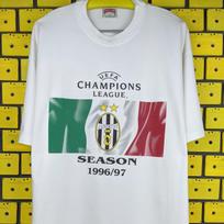 Vintage 1997 Juventus FC T shirt UEFA Champions League Italian Football Soccer Team Merch Tee Size XL M gray