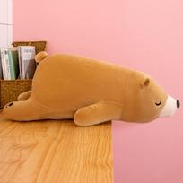 Cute girl hugs bear polar bear soft plush toy long throw pillow doll lying on sleeping doll bed 35cm ruda