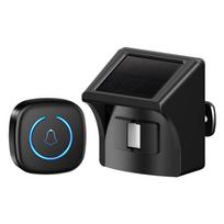 Solar-Powered Outdoor Waterproof Infrared Vehicle Induction Alarm & Doorbell Black - 1 Sensor + 1 Receiver
