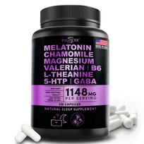 Balincer Melatonin 6mg + Chamomile, with L-Theanine, GABA & 5-HTP, 1148mg, 120Caps 120 Capsules