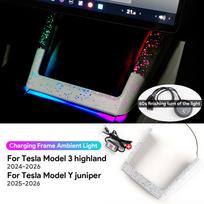 Car Wireless Charging Frame Light for Tesla Model Y Juniper 2025 2026 Highland Model 3 2024-UP Grand Starry Atmosphere Trim LED For Juniper Highland gray