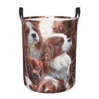 Custom Cavalier King Charles Spaniel Laundry Hamper Large Clothes Storage Basket Pet Dog Toy Bin Organizer for Boy Girl One Size gray