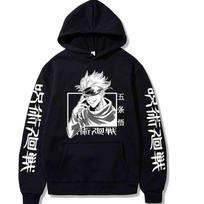 Jujutsu Kaisen gobtuvai Unisex hip-hop anime megztiniai palaidi ilgomis rankovėmis pavasario rudens vyriški audiniai L juoda