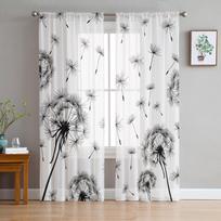Plant Dandelion Sheer Curtains for Living Room Decoration Window Curtains for Kitchen Tulle Voile Organza Curtains W135 x H115cm x1 white