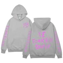 Rock Singer Yungblud Be Fookin Happy Hoodies Mens Women Long Sleeve Hip Hop Oversized Pullover Harajuku Loose Sweatshirts Unisex XL pilka