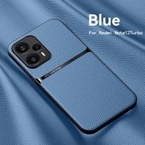 Skirta Xiaomi Poco F5 5G dėklas prabangus odinis magnetinis automobilio laikiklis telefono dėklas Poko Poxo F5 F 5 5F PocoF5 TPU buferis galinis dangtelis For Poco F5 5G mėlyna