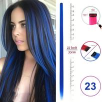 Plaukų priauginimai prisegami 22 colių spalvoti plaukų priauginimai vakarėlio akcentai ilgi tiesūs sintetiniai plaukų gabalai moterims, vaikams, mergaitėms 22inches&1pc blue