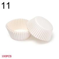 100PCS  Muffin Cup Cupcake Baking Mold Grease-proof Cake Paper Cups Animal Flower Bakeware DIY Pastry Tools Kitchen Accessories white
