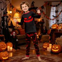 Halloween Themed Long Sleeve Top and Pants Pajama Set with Printed Design Comfortable Fit Soft Fabric Suitable for Home Wear 4 Years brown
