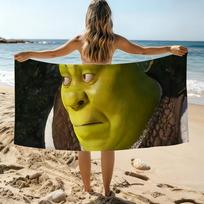 Funny Green Monster Face s-Shreks Towel Beach Towel Oversized Quick Dry Towel Absorbent Soft Swim BeachTowels for Men Women STJ40x70CM black
