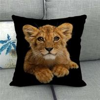 Wild Animals: Lions, Tigers Digital Printing Short Plush Pillow Covers For Car Sofa Office Cushion Cover Home Goods 60X60Cm Peach skin 18*18(CM)-1Pcs black