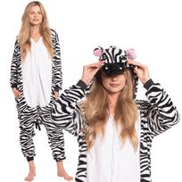 Piżama damska kombinezon kigurumi onesie strój zebra biało czarna 175-185 xl black