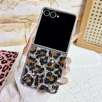 Bling Diamond Leopard Style Case For Samsung Galaxy Z Flip 8 Flip7 Flip6 Flip 5 4 3 Luxury Sexy Glitter Plating Protective Cover Galaxy Z Flip3 5G black