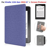 Dėklas Kindle 11-os kartos 6 colių su rankenos dirželiu + Ekrano apsauga PU odos dangtelis Automatinis budėjimas/Miego režimas 6 colių RS23CV Funda Kindle 11th Gen 2024