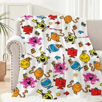 Mr. M-men and Littles Miss Throw Lightweight 240g Flannel Blanket Soft Skin-friendly for Summer Cooling 100cmx150cm black