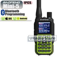 1/2PCS Baofeng Mini-5 Walkie Talkie Ham Two Way Radio Bluetooth Wireless Programming VHF UHF Portable LED Flashlight 2200mAh AM