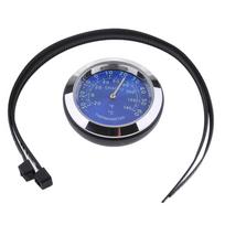 Universal Stainless Steel Motorcycle Meter Triple Function Gauge Clock Thermometer Hygrometer for Scooter Dirt Bike Thermometer - Blue