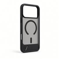 Evelatus gumuotu paviršiumi MagSafe dėklas su stovu, skirtas Apple iPhone 18 Pro Max, juodas
