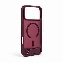 Evelatus gumuotu paviršiumi MagSafe dėklas su stovu, skirtas Apple iPhone 18 Pro Max, bordo spalvos