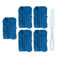 5Pcs Dust Duster Microfiber Cloth Reusable Duster Electrostatic Cleaning Pads Detachable Replaceable Heads Household Cleaning Accessory mėlyna