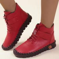 2026 New Fur Thick Boots Women Short Leather Boots Women's Furry Orthopedic Shoes Women Winter Waterproof Snow Boots Botas Mujer 43 raudona
