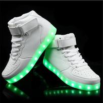 Moteriški LED šviesos USB įkrovimo šviečiantys batai Superstar Liuminescenciniai batai Vyrams Imitacinis padas Neoniniai 38 balta