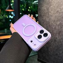Dopamine Silicone Hybrid Matte Phone Case for IPhone 17 Air 16E 15 14 Plus 13 Pro Max Magnetic Wireless Charge Shockproof Cover iPhone 13 šviesiai violetinė spalva