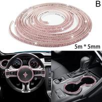 Car Decorative Stickers, Self-Adhesive Rhinestone Ribbon, Sparkly Diamond Trim Strip for Car Interior DIY Decoration 5mm*5m rožinė