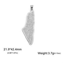 EUEAVAN Fashion Israel Palestine Map Pendant Stainless Steel Islamic Script Pattern Pendants Jewelry Gift white