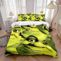 Shrek 3D patalynės užvalkalas pagalvės užvalkalas Lovos reikmenys Miegamojo dekoracija Vaikų dovana suaugusiems Viengulė Dvigulė lova Didelis dydis Užtrauktukas Patalynės užvalkalas 135x200cm yellow