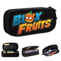 Blox Fruits Merch Game Logo Pencil Cases Creative Pen Box Bag Girl Boy Large Storage Office Cosmetic Pencil Box 21x10.5x5cm black