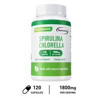 Xemenry Spirulina Chlorella 1800mg 120 Capsules — Green Superfood, Nutritional Support, Daily Wellness 120*1