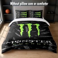 Monster Energy Design Bed Bedding Set 1 Duvet Cover + 2 Pillowcases Soft Breathable Household Bed Linens 140cm*210cm white