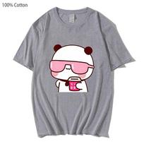 Couple Shirt Bubu Is Watching Movie With Dudu Tshirts Cartoon Cute Graphic Tshirt Unisex Kawaii Y2k Top 100 Cotton Unisex Clothes 4XL gray