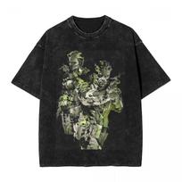 Metal Gear Solid 3 Snake Eater Washed T-Shirt Men Game Vintage Casual T-Shirts Summer O-Neck Fashion Tee Shirt Big Size Tops L black