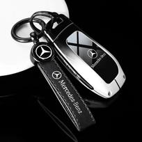 Automobilio rakto dangtelis su raktų pakabuku Mercedes-Benz A220 E63S AMG E-klasei GLE 350 4MATIC E300 E400 E43 W213 Odinis raktų dėklas JUYH1 gray