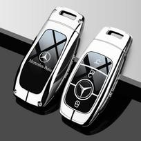 Automobilio rakto dangtelis su raktų pakabuku Mercedes-Benz A220 E63S AMG E-klasei GLE 350 4MATIC E300 E400 E43 W213 Odinis raktų dėklas JUYH1 gray