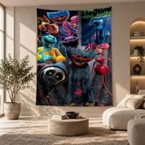 Dekoratyvinis gobelenas, „Poppy Playtime“ spausdintas sienų menas, Lengvas sieninis kabinamas elementas miegamojo fonui 130cmx150cm