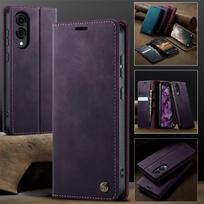 CaseMe Magnetinis Atverčiamas Odinis Telefono Dėklas Samsung Galaxy S26 Plus S25 Edge S24 FE S23 S22 S21 Ultra A17 Piniginė Kortelių Dangtelis Etui Samsung S24 (S25) violetinė