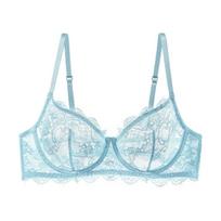 Women's Sexy Lace Underwear Push Up Underwire Bra BC Cup 85BC mėlyna
