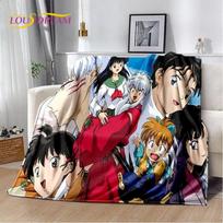 Anime Inuyasha Animacinis minkštas pliušinis pledas, Flanelinis pledas Mesti pledą svetainei Miegamajam Lovai Sofai Iškylai Dangalas Bettdecke 75x100cm (30x40inch) gray