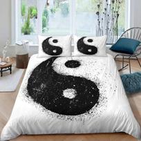 Yin Yang patalynės užvalkalų komplektas Boho Trippy Art Twin antklodės užvalkalas Gossip Tradicinis Ying Yang tema King Size poliesterio antklodės užvalkalas 70x133cm 2pcs white