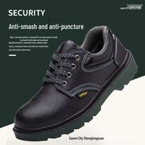 Men’s Cap Toe Work Shoes: Anti-Smash, Anti-Puncture, Slip-Resistant, Waterproof, Breathable, Lightweight, Wear-Resistant for Construction. Black; Size 42 gray